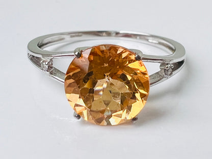 9ct Gold Orange Topaz & Diamond Ring