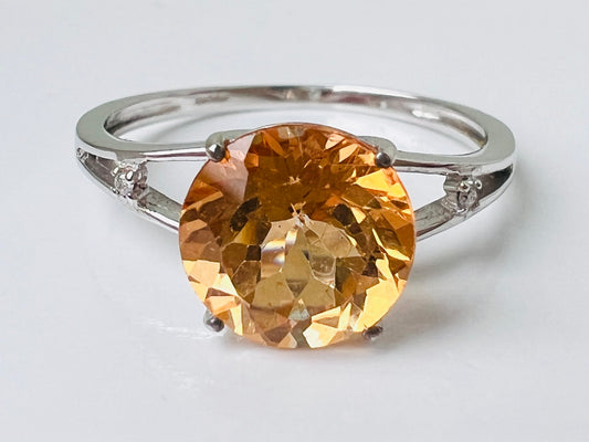 9ct Gold Orange Topaz & Diamond Ring