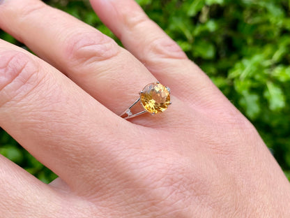 9ct Gold Orange Topaz & Diamond Ring