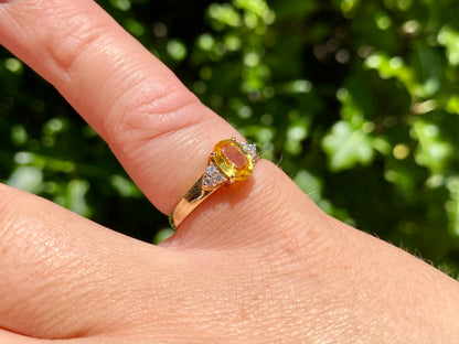 9ct Gold Yellow & White Sapphire Ring