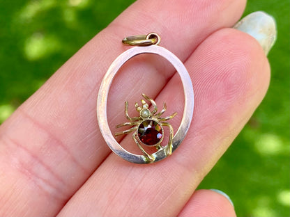 Antique 9ct Gold Spider Pendant