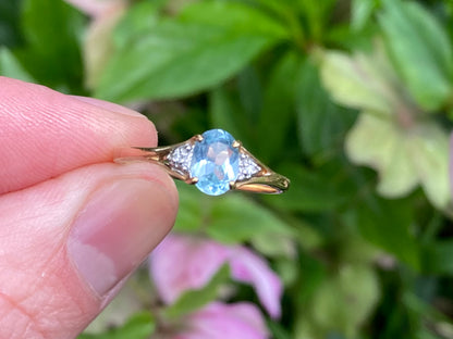 9ct Gold Topaz & Diamond Ring