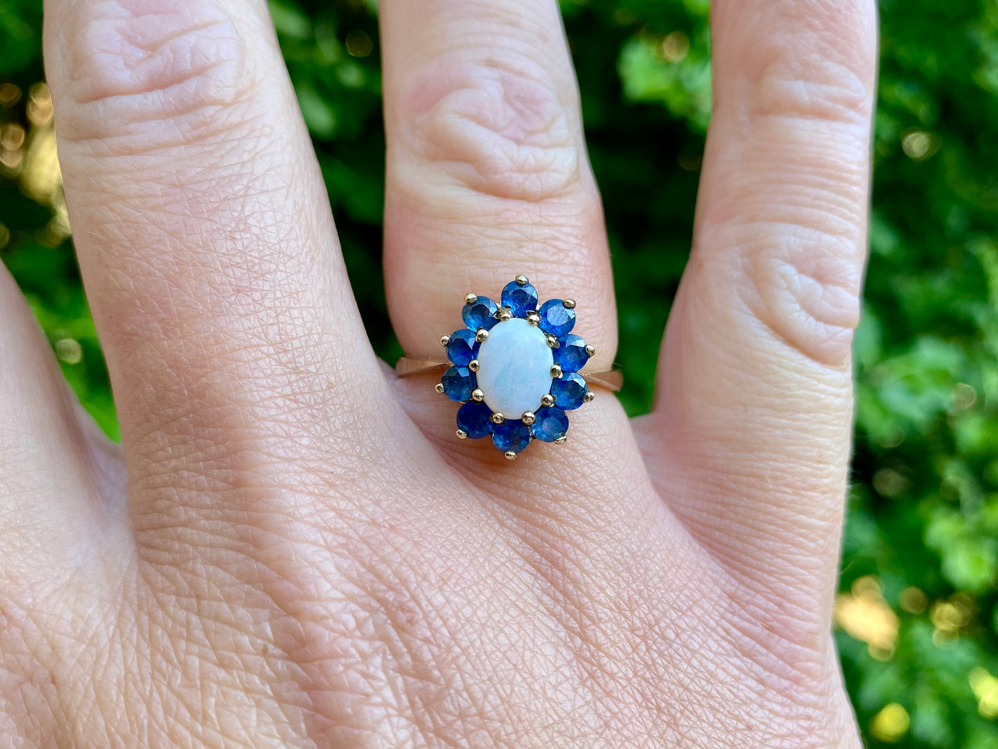 9ct Gold Opal & Sapphire Ring