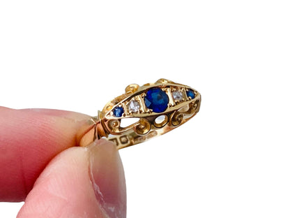 Antique Edwardian 18ct Gold Sapphire & Diamond Ring