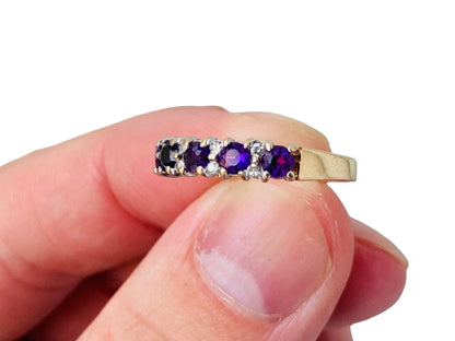 9ct Gold Amethyst & Diamond Ring