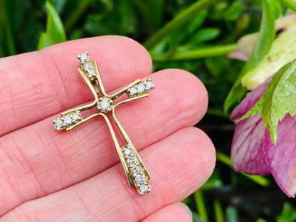 9ct Gold Diamond Cross Pendant