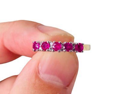 9ct Gold Pink Ruby & Diamond Ring
