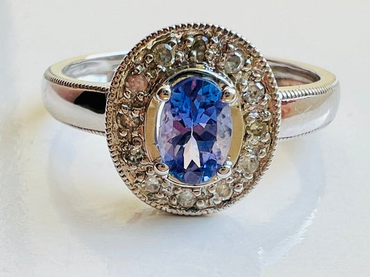 9ct Gold Tanzanite & Diamond Ring
