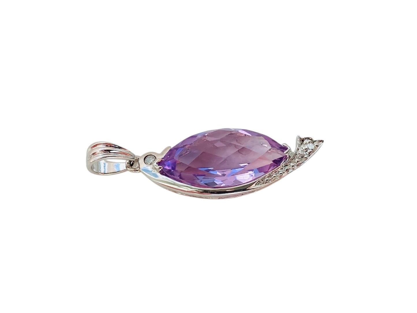 9ct Gold Amethyst & Diamond Pendant