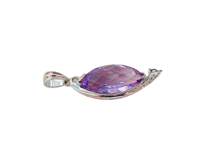 9ct Gold Amethyst & Diamond Pendant