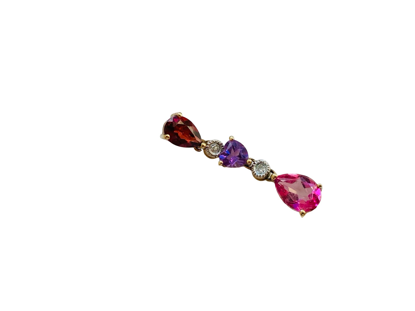 9ct Gold Garnet, Amethyst & Pink Sapphire Pendant