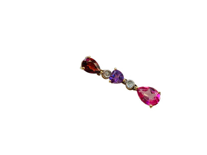 9ct Gold Garnet, Amethyst & Pink Sapphire Pendant