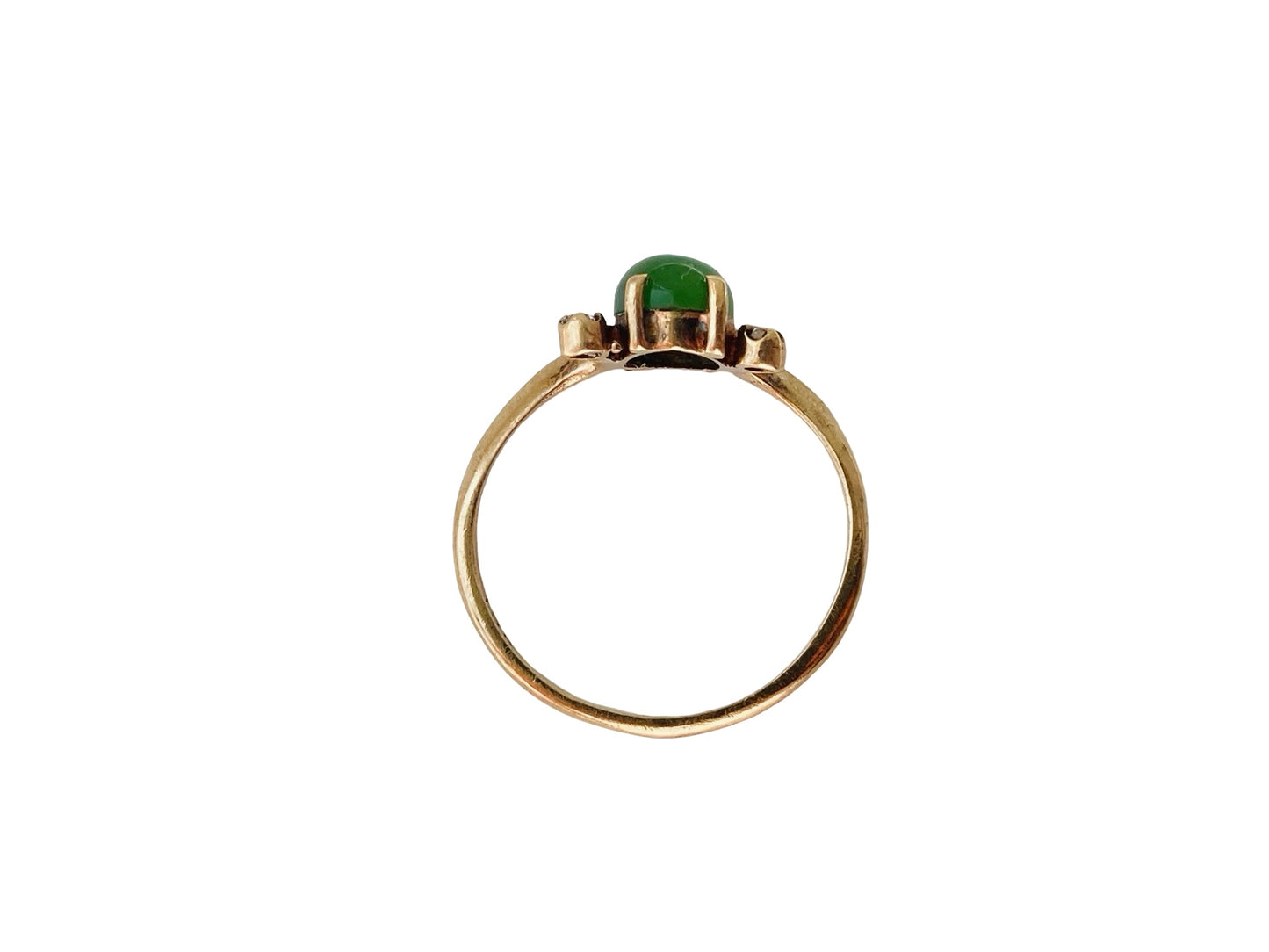 Vintage 9ct Gold Jade & Diamond Ring