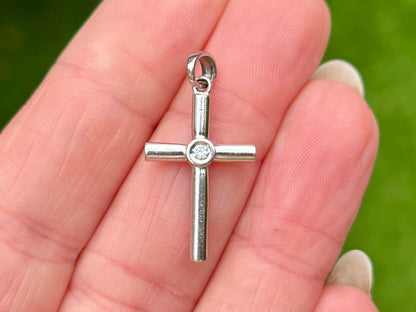 9ct Gold Diamond Cross Pendant