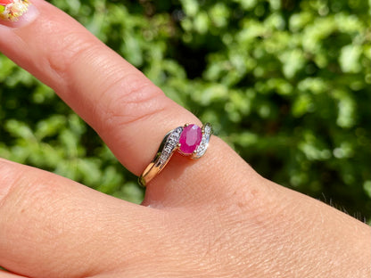 9ct Gold Ruby & Diamond Ring