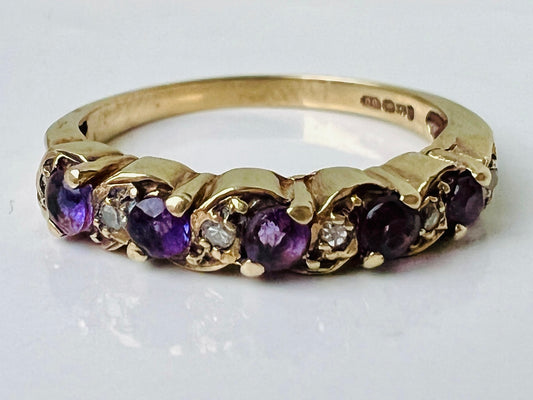 9ct Gold Amethyst & Diamond Ring