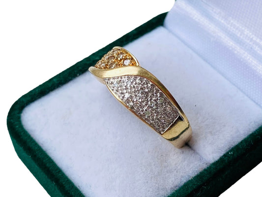 9ct Gold Champagne & White Diamond Band Ring