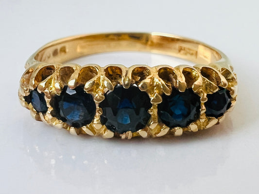 Vintage 18ct Gold Five-Stone Sapphire Ring
