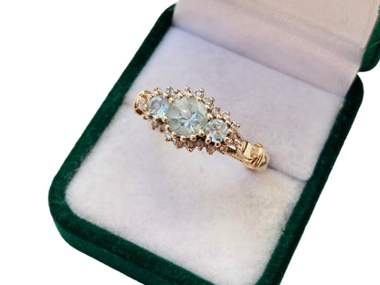 9ct Gold Aquamarine & Diamond Ring