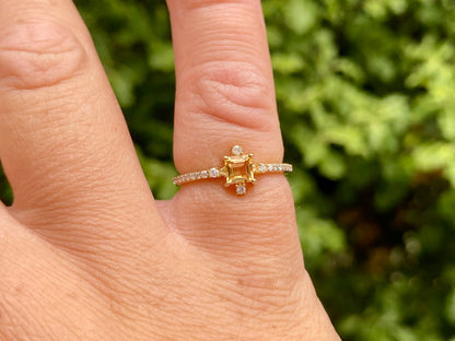 9ct Gold Citrine & Diamond Ring