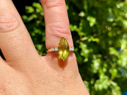 9ct Gold Lemon Quartz & Diamond Ring