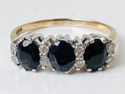 9ct Gold Sapphire & Diamond Ring