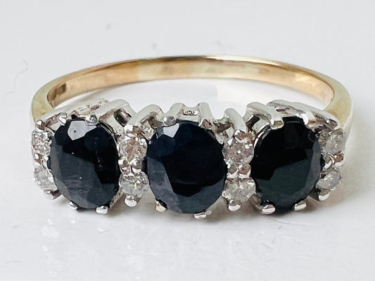 9ct Gold Sapphire & Diamond Ring