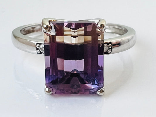 9ct Gold Ametrine & Diamond Ring