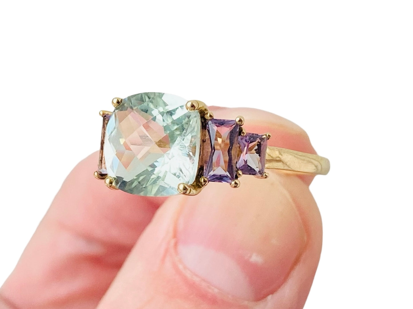 9ct Gold Green & Purple Amethyst Ring