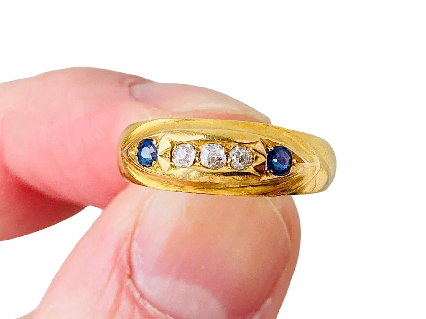 Antique Victorian 18ct Gold Sapphire & Diamond Ring
