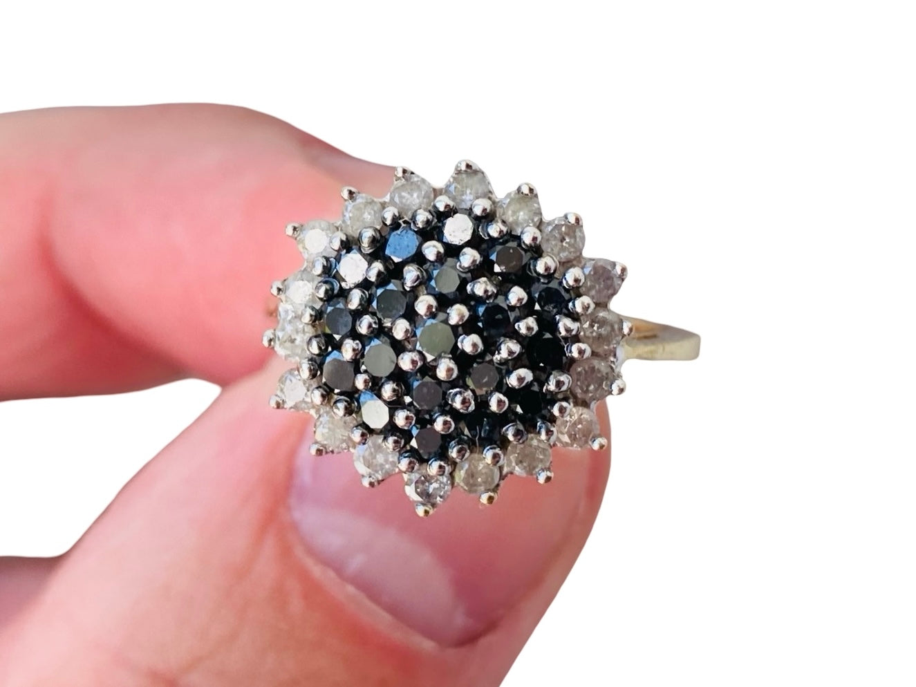 9ct Gold Black & White Diamond Ring