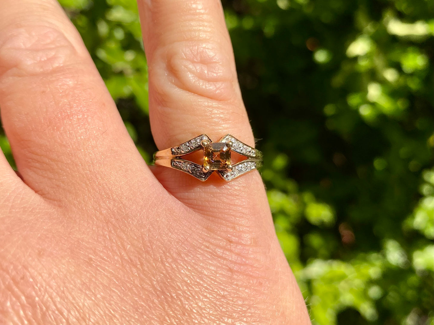 9ct Gold Imperial Topaz & Diamond Ring