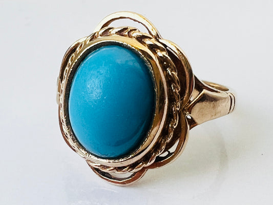 Vintage 9ct Gold Turquoise Ring