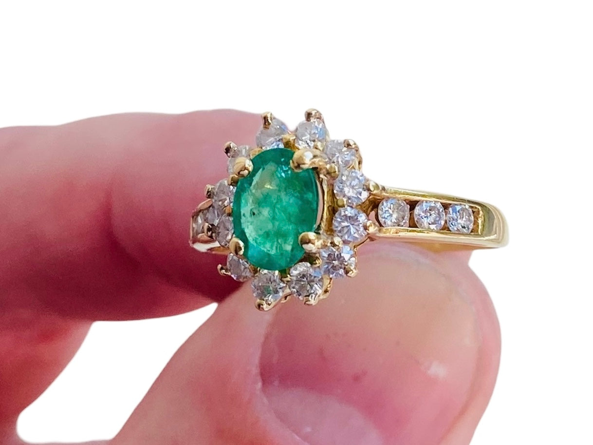 18ct Gold Emerald & Diamond Ring