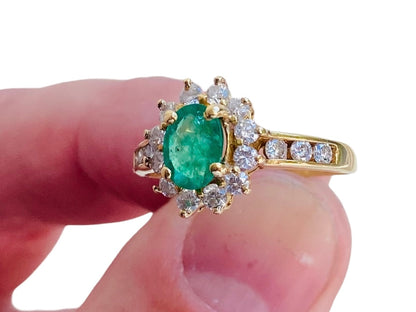 18ct Gold Emerald & Diamond Ring