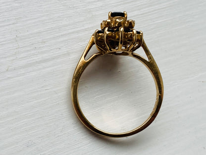 Vintage 9ct Gold Sapphire & Diamond Ring