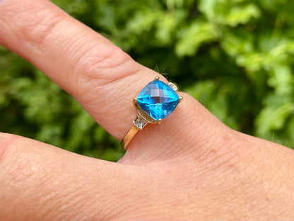 9ct Gold Topaz & Diamond Ring