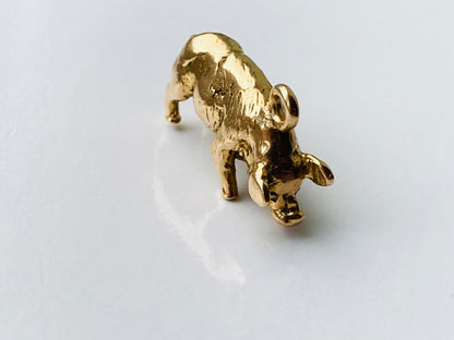 Vintage 9ct Gold Solid Pig Charm Pendant