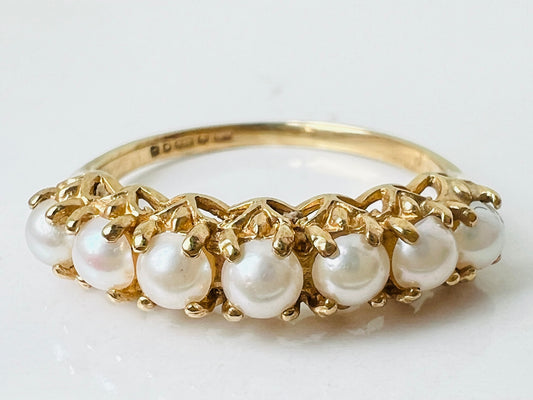 Vintage 9ct Gold Pearl Ring