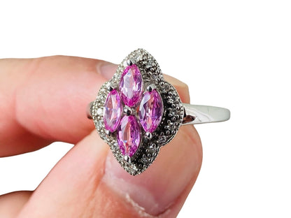 9ct Gold Pink Sapphire & Diamond Ring