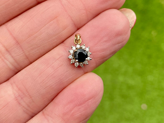 9ct Gold Sapphire & Diamond Pendant