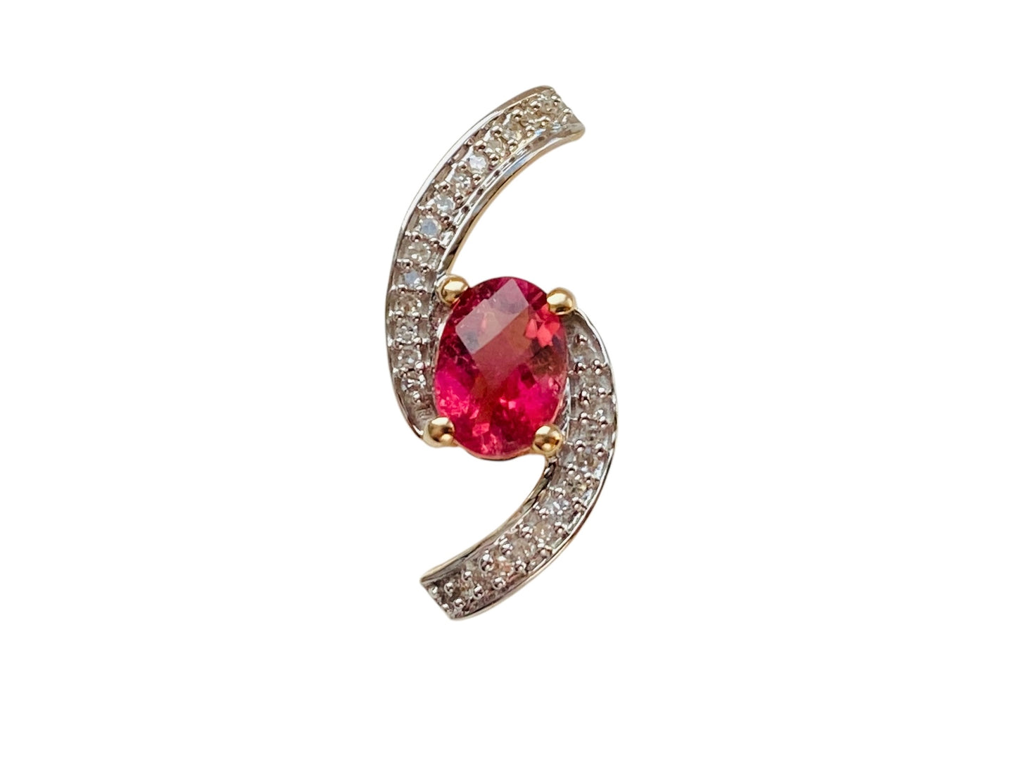 9ct Gold Pink Tourmailne & Diamond Pendant