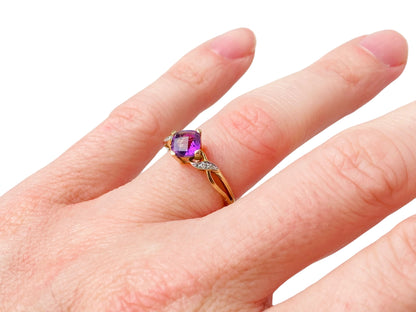 9ct Gold Amethyst & Diamond Ring