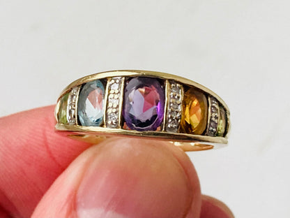 9ct Gold Multi Gemstone Ring