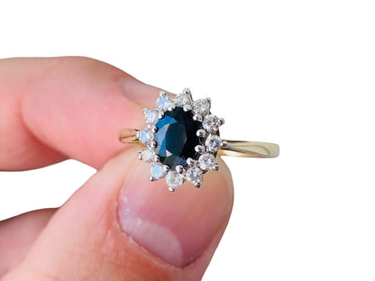 Vintage 9ct Gold Sapphire & Diamond Ring