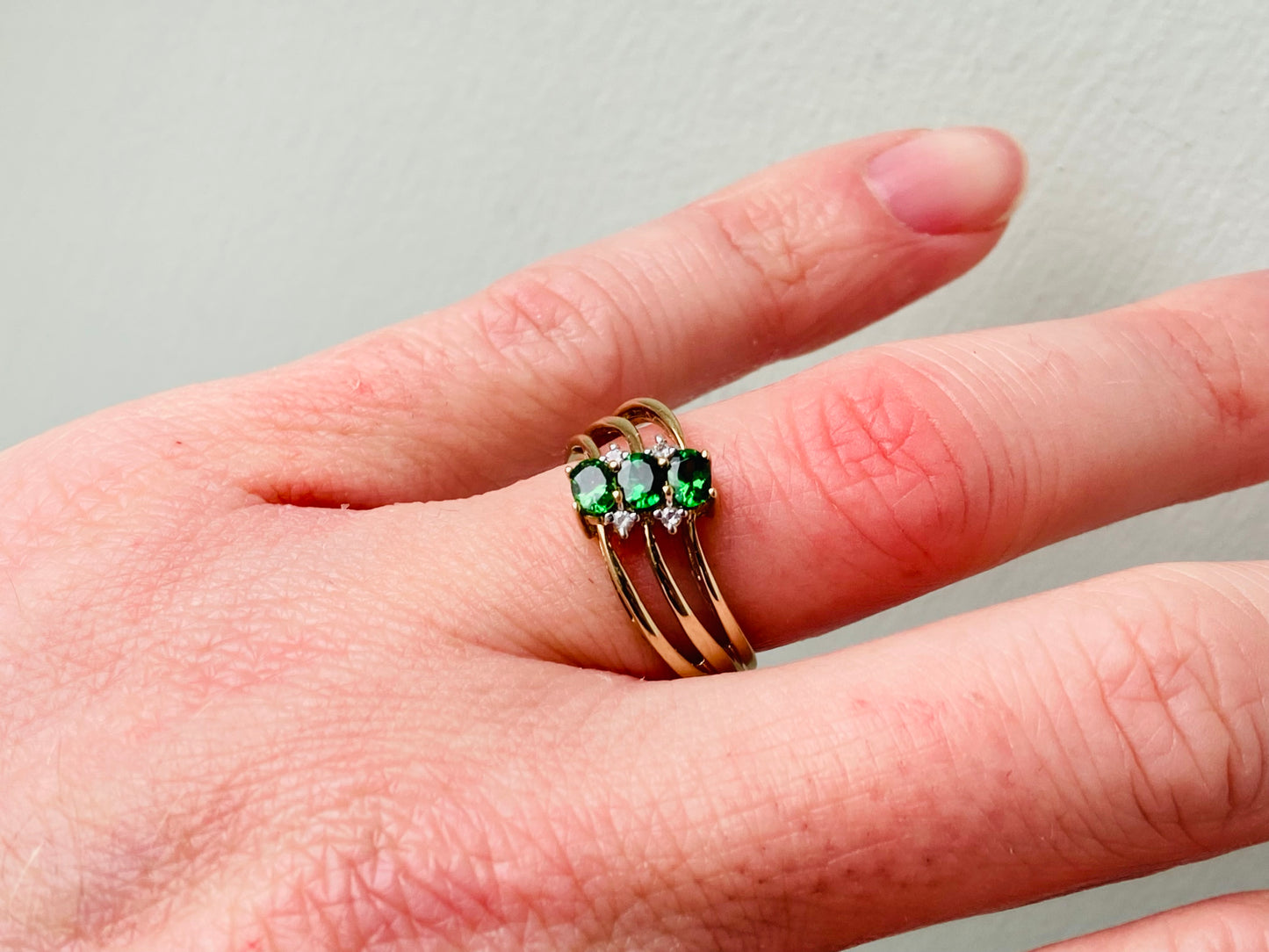 9ct Gold Diopside & Zircon Ring