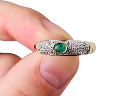 9ct Gold Emerald & Diamond Ring