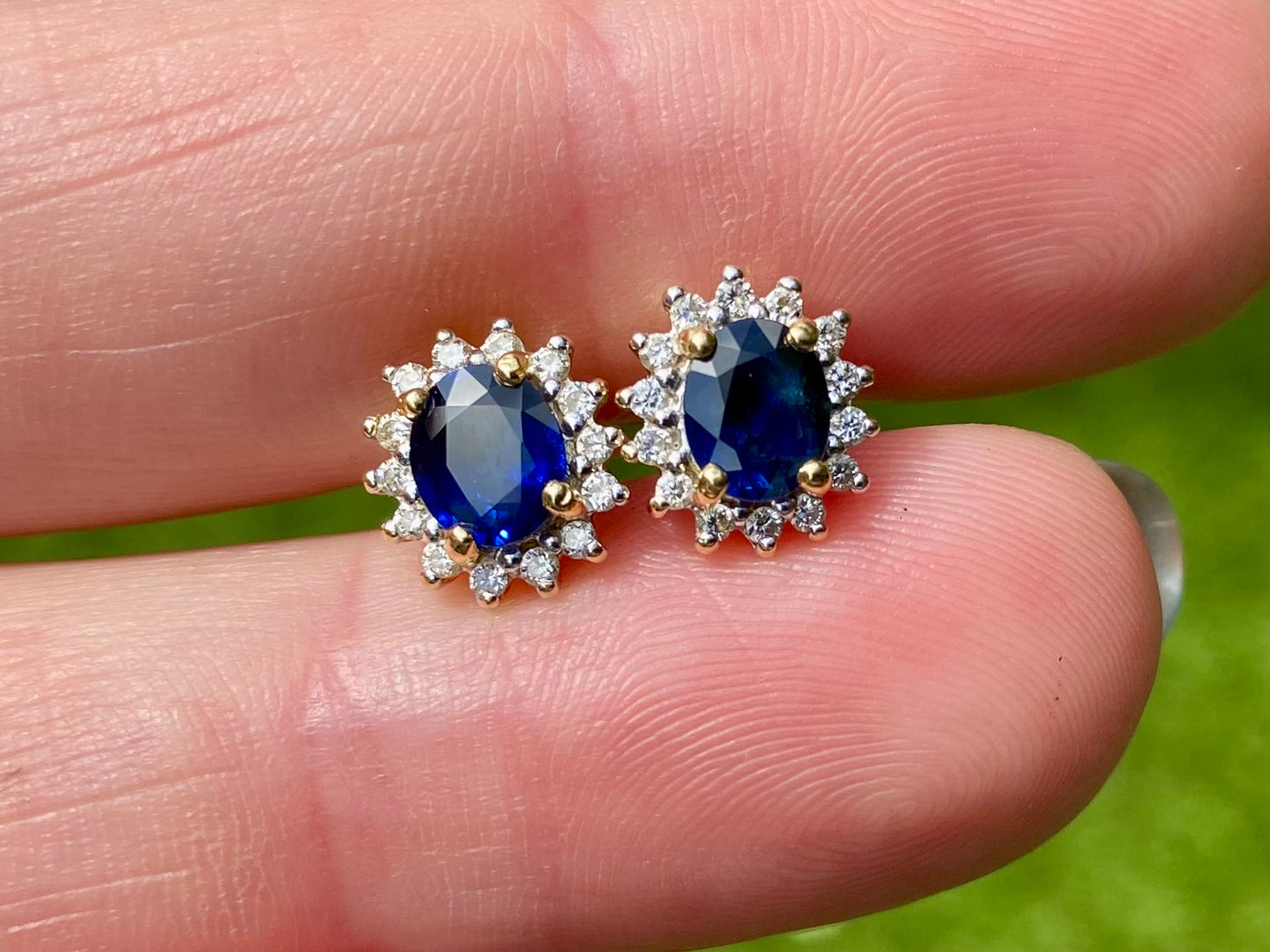 18ct Gold Sapphire & Diamond Earrings