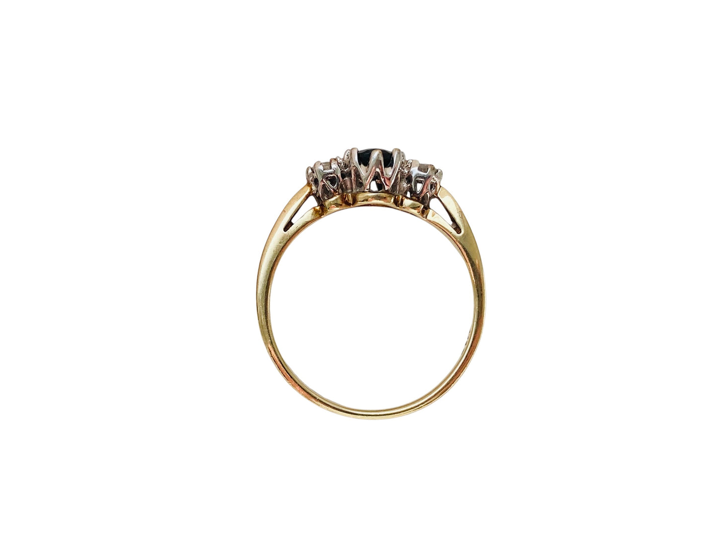 9ct Gold Dark Black Spinel & Diamond Ring