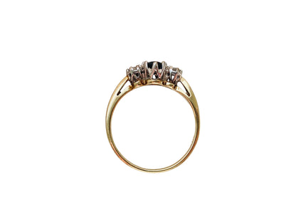 9ct Gold Dark Black Spinel & Diamond Ring